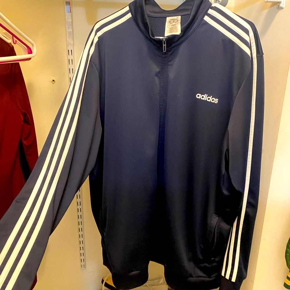 Adidas 3 Stripe Track Jacket Full Zip- Dark Navy